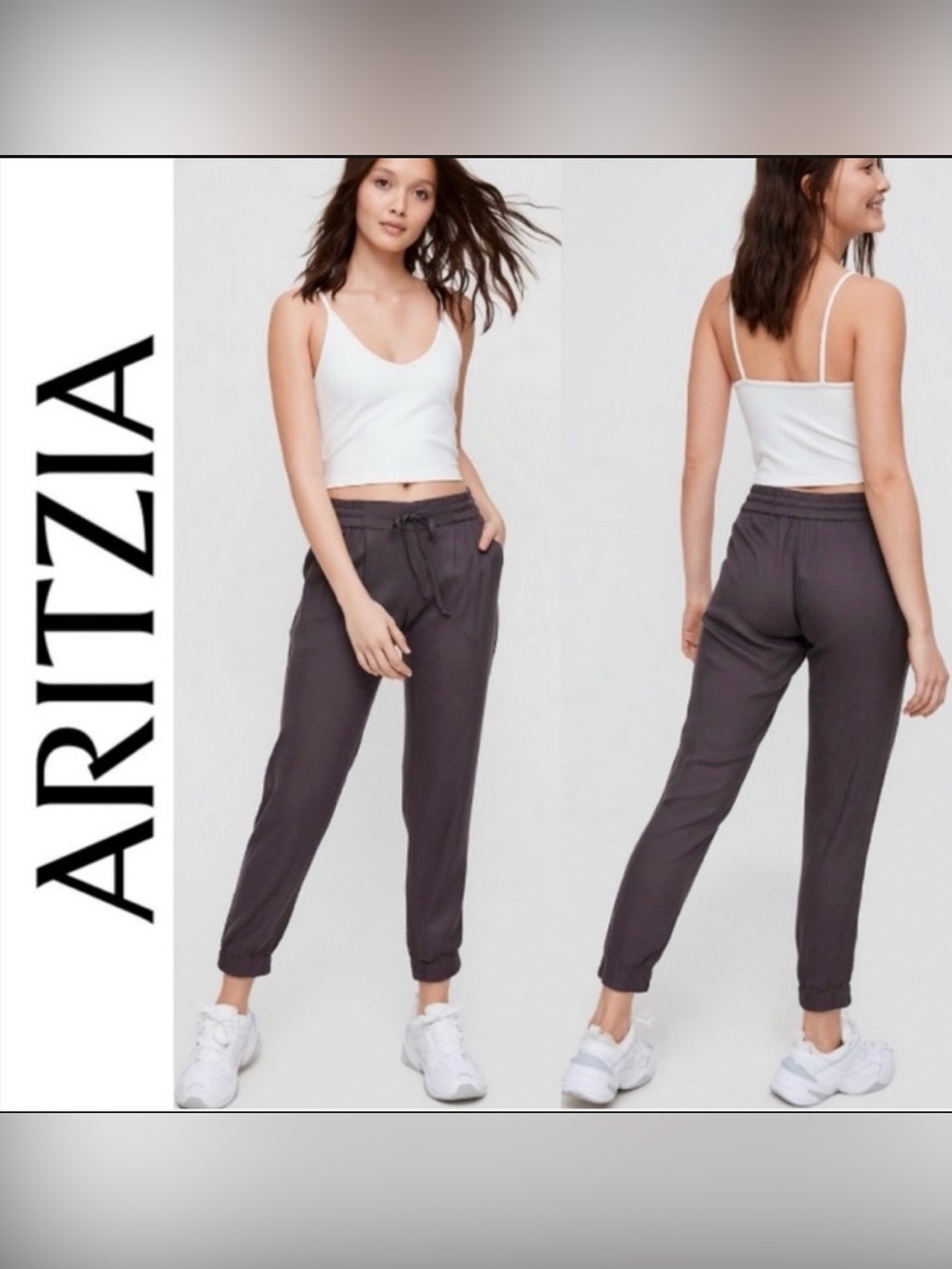 Aritzia Talula Los Felix Black Joggers Pull on Elastic Waist Ankle Drawstring